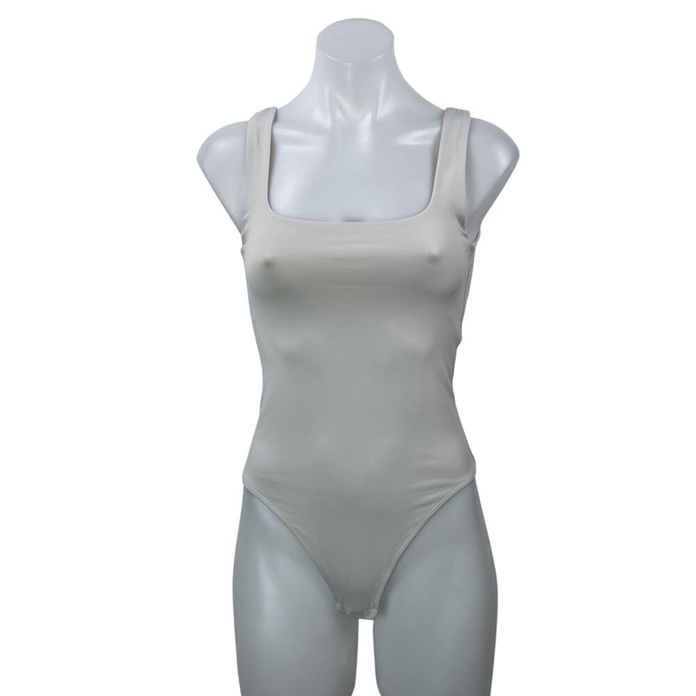 Bundle of 2 Aritzia Babaton Gray Blue Square Neck Thong Tank Bodysuit Top Size S